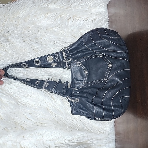 Juicy Couture Handbags - VINTAGE JUICY COUTURE LAMB LEATHER STICHED DETAIL GROMMET STRAP SHOULDER BAG